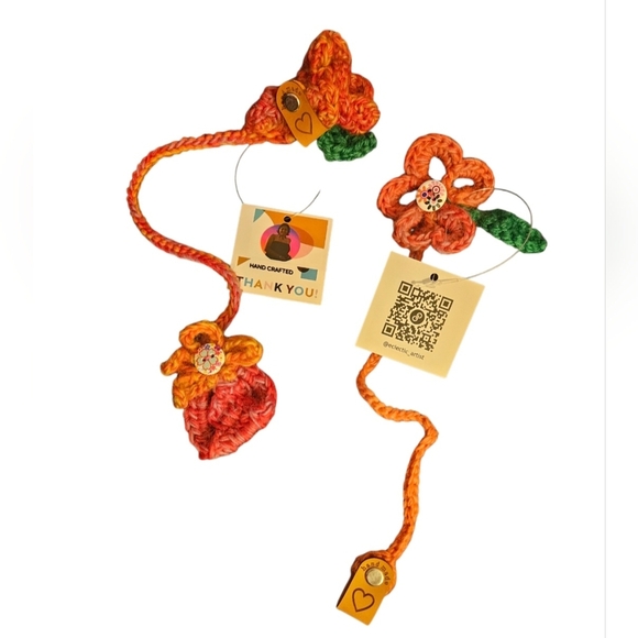 Hand Crafted Bookmark Handmade Crochet Knitted Data Cable tie Acrylic Accessory - Picture 17 of 17